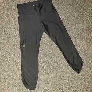Under Armour Black Cropped Angled Leggings Heatgear Large